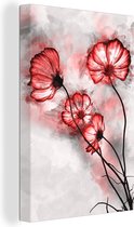 Peintures sur toile - Fleurs - Aquarelle - Rouge - 80x120 cm - Décoration murale