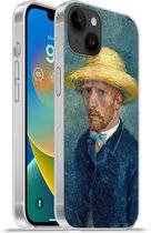 Geschikt voorApple Iphone 14 Plus - Soft case hoesje - Zelfportret met hoed - Vincent van Gogh - Siliconen Telefoonhoesje