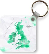 Sleutelhanger - Uitdeelcadeautjes - Engeland - Wereldkaart - Waterverf - Plastic