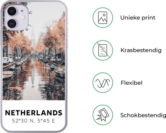 Coque iPhone 11 - Pays- Nederland - Amsterdam - Canal - Automne - Coque de téléphone en Siliconen