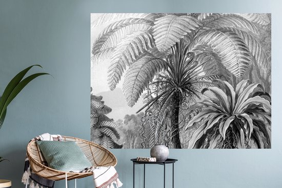 Stickers muraux - Sticker Foil - Plantes - Zwart et Blanc - Design - Illustration - Botanique - 120x90 cm - Film Adhésif - Stickers muraux Chambre Enfant - Papier Peint Auto Adhésif