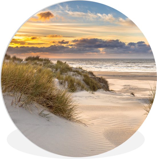 Cercle mural - Cercle mural - Décoration murale ronde - Tableau rond - Plastique - Plage - Mer - Soleil - Dune - Décoration murale ronde - 60x60 cm - Tableaux ronds