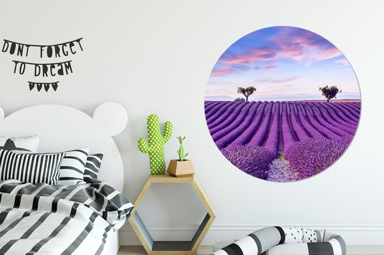Cercle mural - Plastique - Cercle mural - Lavande - Arbres - Fleurs - Violet - Tableau rond - Décoration murale ronde - Cercle Décoration murale - 150x150 cm - Cercle mural intérieur - Chambre