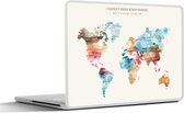 Laptop sticker - 11.6 inch - Wereldkaart - Quotes - Waterverf - Kinderen - Jongen - Meisjes - Bucketlist - 30x21cm - Laptopstickers - Laptop skin - Cover