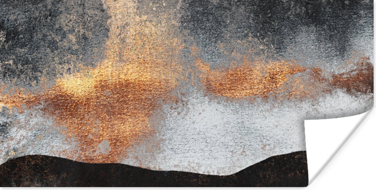 Poster Abstract - Gold - Chic - Zwart - Grijs - 80x40 cm