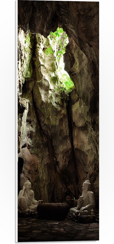 WallClassics - Panneau en mousse PVC – Statues de Bouddha dans une grotte – Photo 20 x 60 cm sur panneau en mousse PVC