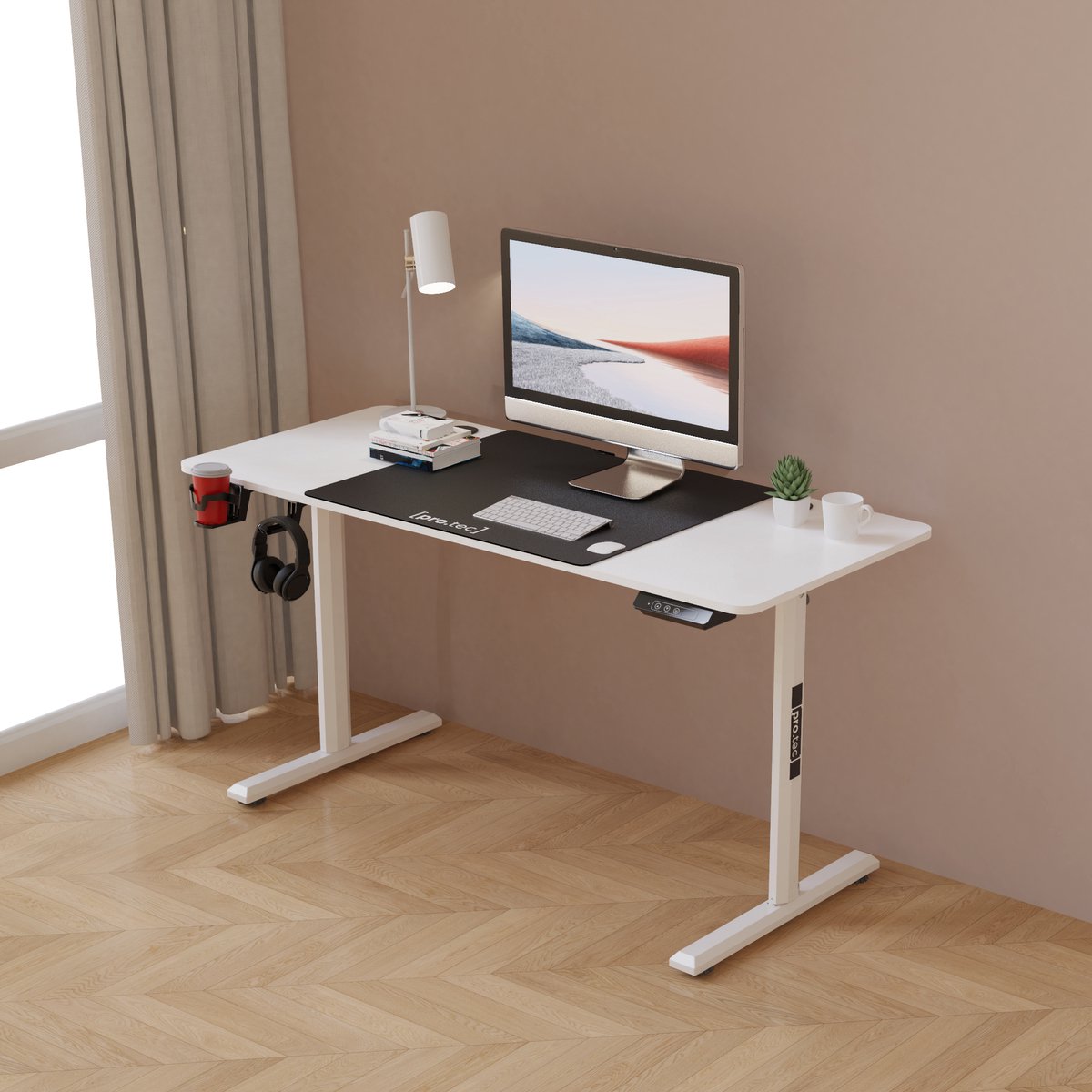 Bureau Hayward zit sta elektrisch verstelbaar wit en zwart