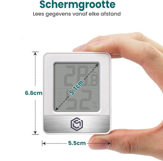 Ease Electronicz Hygrometer - Luchtvochtigheidsmeter - Digitaal Weerstation - Vochtigheidsmeter - Thermometer voor Binnen - Inclusief batterij