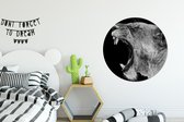 WallCircle - Behangcirkel - Dieren - Leeuw - Jungle - Zwart - Wit - Zelfklevend behang - 100x100 cm - Behangsticker - Behang zelfklevend - Cirkel behang