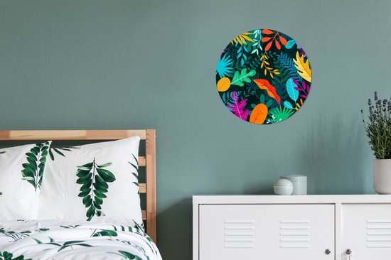 Papier peint Cercle - Jungle - Feuilles - Couleurs - ⌀ 30 cm