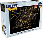 Puzzel Kaart - Antwerpen - Goud - Zwart - Legpuzzel - Puzzel 500 stukjes