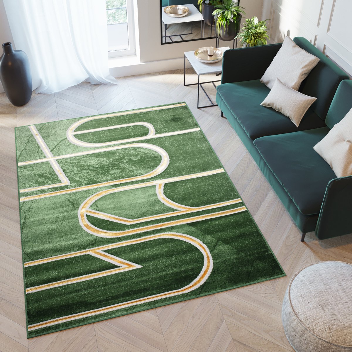 Tapiso Turmalin Vloerkleed Groen Laagpolig Woonaccessoires Tapijt Maat- 160x220