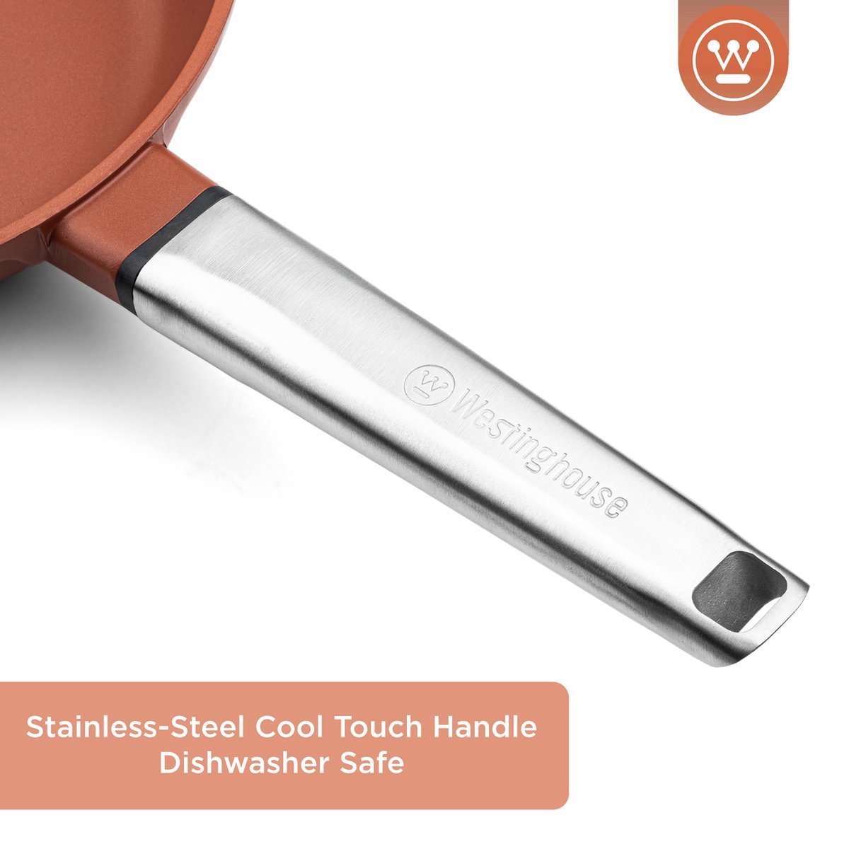 Westinghouse Performance 8-delige Pannenset – Koekenpannen + Braadpannen + Hapjespan + Wokpan + Grillpan + Steelpan – Inductie – Oranje – foto 4