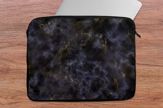 Housse ordinateur portable 17 pouces - Pierre d'agate - Noir et or - Pierre précieuse - Housse ordinateur portable - Dimensions intérieures 42,5x30 cm - Dos noir