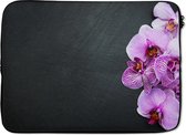 Laptophoes - Orchidee - Flora - Bloemen - Roze - Grijs - Laptop sleeve - Laptop hoes - Laptop - 14 Inch