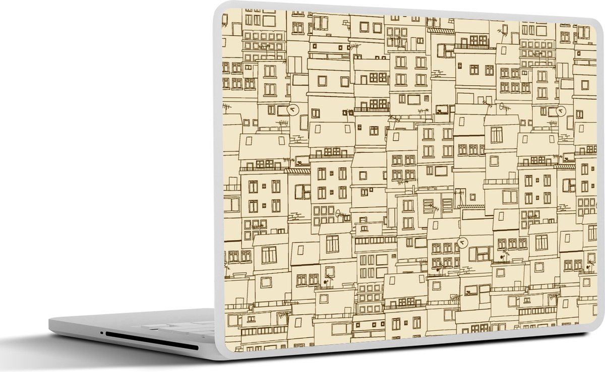 Laptop sticker - 13.3 inch - Patronen - Huis - Skyline - 31x22,5cm - Laptopstickers - Laptop skin - Cover
