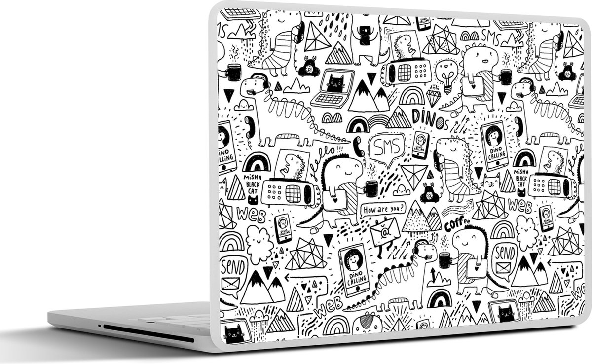 Laptop sticker - 11.6 inch - Patronen - Dinosaurus - Telefoon - 30x21cm - Laptopstickers - Laptop skin - Cover