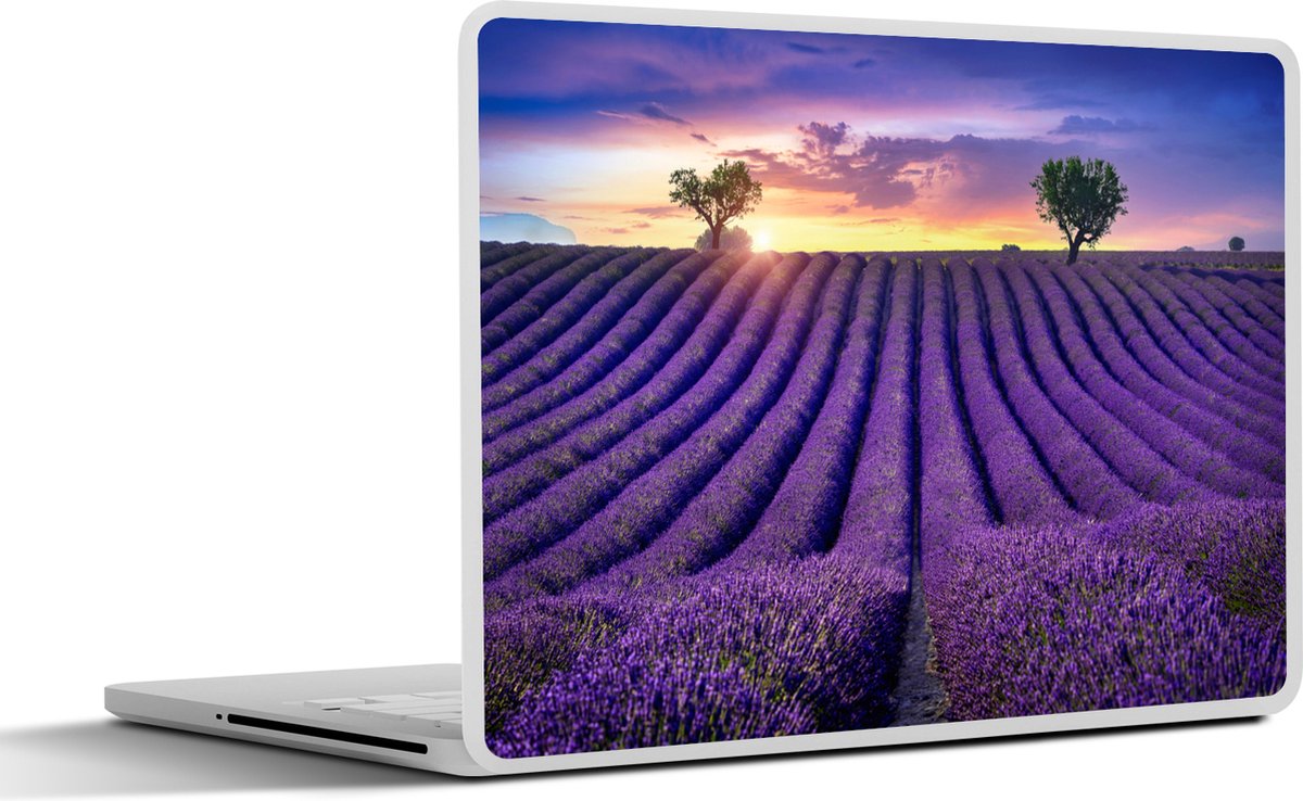 Laptop sticker - 14 inch - Lavendel - Heuvels - Zonsondergang - Bpmen - Paars - 32x5x23x5cm - Laptopstickers - Laptop skin - Cover
