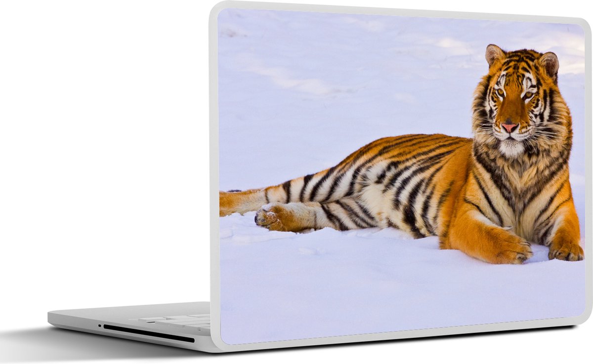 Laptop sticker - 13.3 inch - Tijger - Sneeuw - Winter - Dieren - 31x22,5cm - Laptopstickers - Laptop skin - Cover