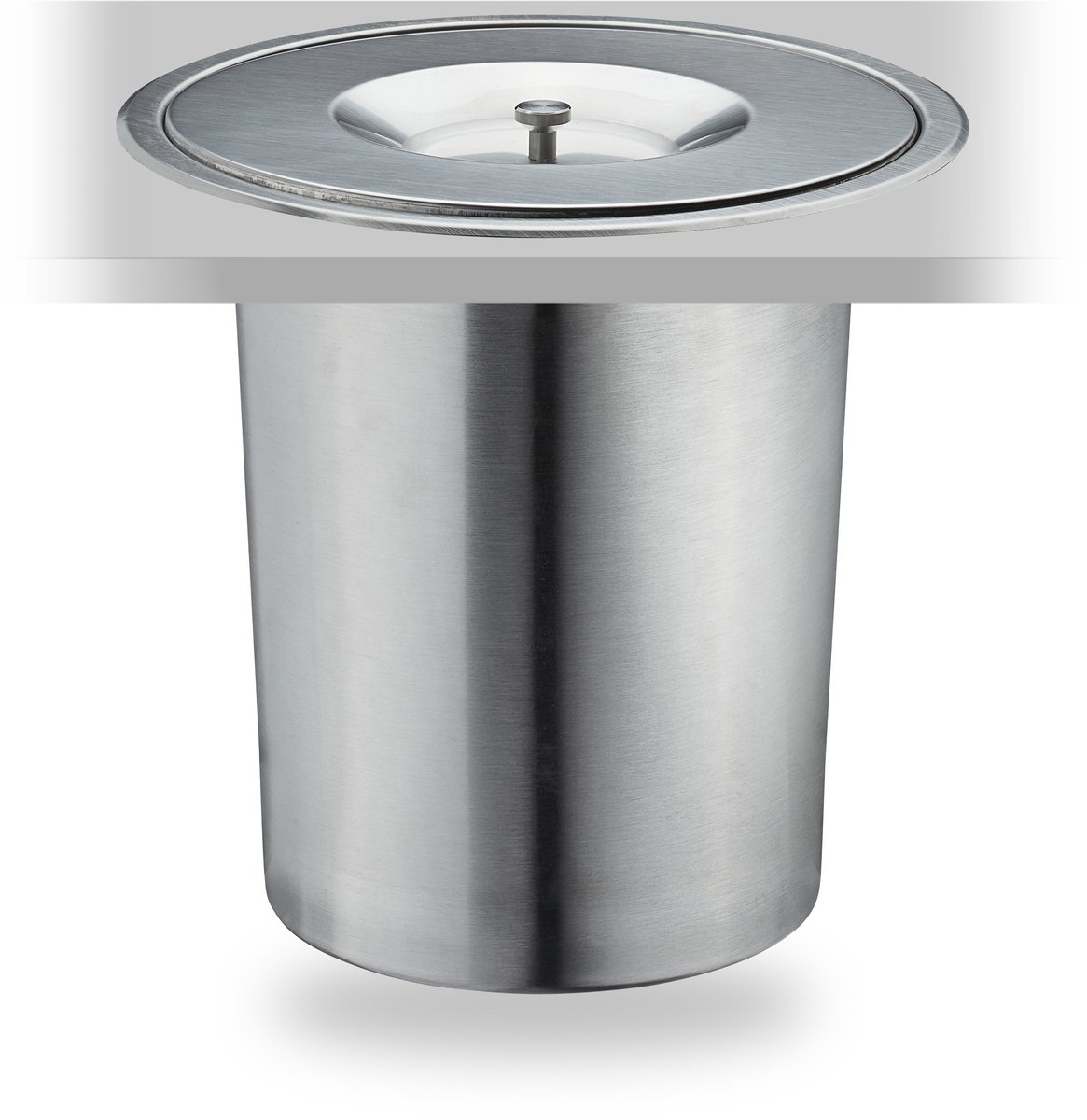 Goedkoopste afvalbakje aanrecht - 8 l - rvs - inbouw prullenbak - met deksel - 25 x 27 cm - zilver