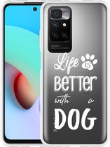Xiaomi Redmi 10 2022 Hoesje Life Is Better With a Dog - wit - Designed by Cazy
