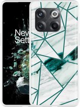 OnePlus 10T Hoesje Polygon Marmer Groen - Designed by Cazy