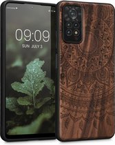 kwmobile telefoonhoesje geschikt voorXiaomi Redmi Note 11 Pro / Note 11 Pro (5G) / Note 12 Pro (4G) - Hoesje met bumper - walnoothout - In donkerbruin Indian Sun design