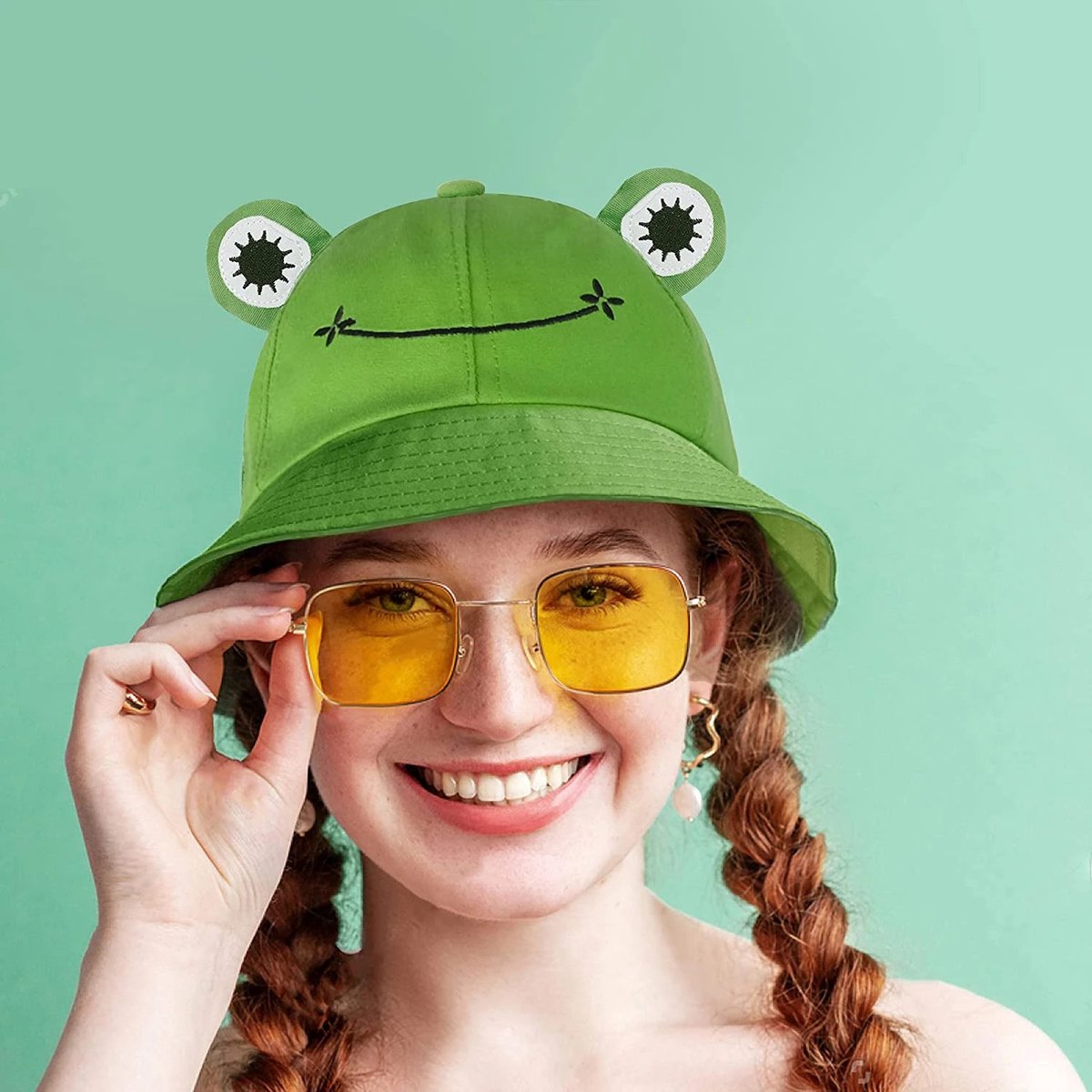 Vissershoedje kikker - Bucket Hat - Hoed - Festival - Volwassenen - Dames - Heren - Katoen - groen — afbeelding 2