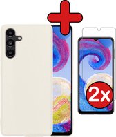 Hoesje Geschikt voor Samsung A04s Hoesje Siliconen Case Hoes Met 2x Screenprotector - Hoes Geschikt voor Samsung Galaxy A04s Hoes Cover Case - Wit