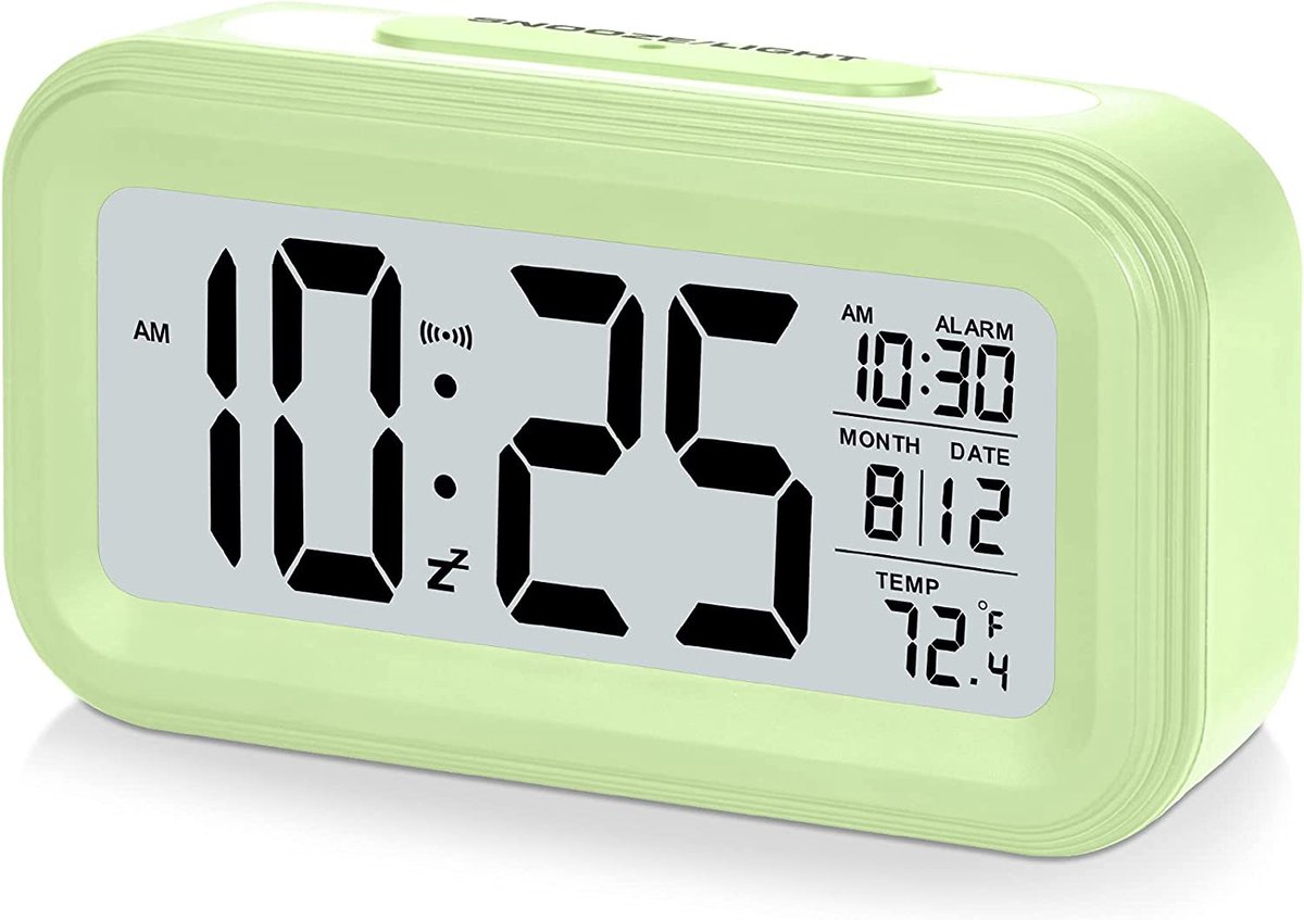 BOTC Digitale Wekker - Alarmklok - Inclusief temperatuurmeter - Met snooze en verlichtingsfunctie - Groen