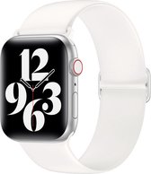 By Qubix Elastische Solo Loop bandje - Wit - Geschikt voor Apple Watch 38mm - 40mm - 41mm - Compatible Apple watch bandje - smartwatch bandje -