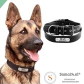 Honden halsband Leer met naam en telefoonnummer - Hondenhalsband met ID TAG - maat XL
