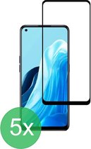 Full Screenprotector 5x Geschikt voor Oppo Reno8 Lite / Find X5 Lite - screen protector - volledige glas - bescherming - beschermglas - ZT Accessoires