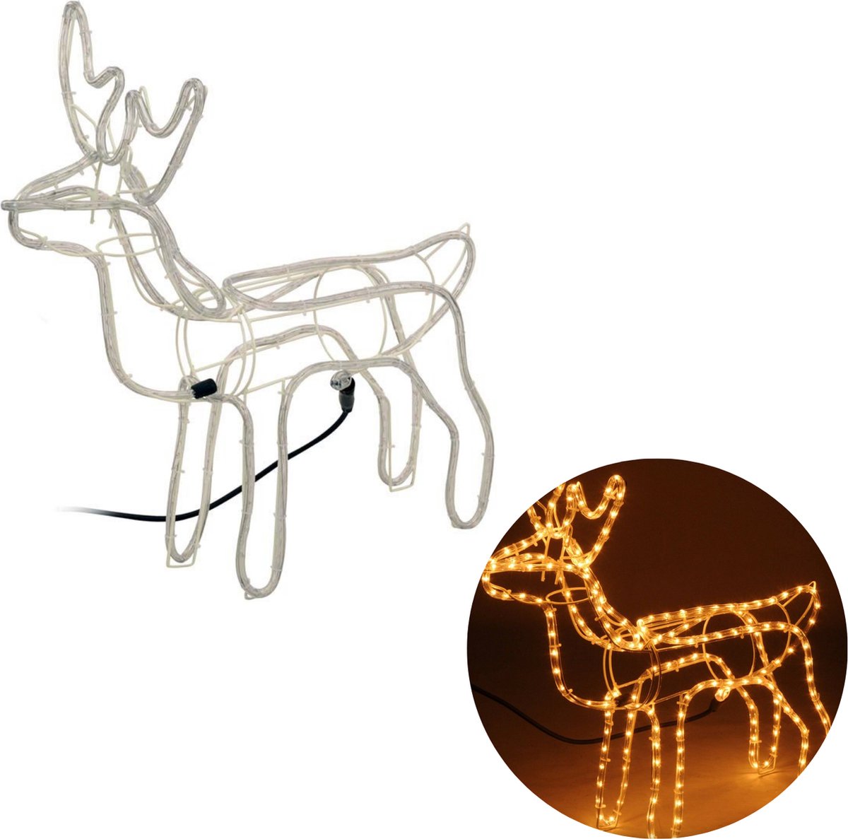 Cheqo® Lichtgevende Rendier - Lichtslang Rendier - Kerstdecoratie - Kerstfiguur - 62x61cm