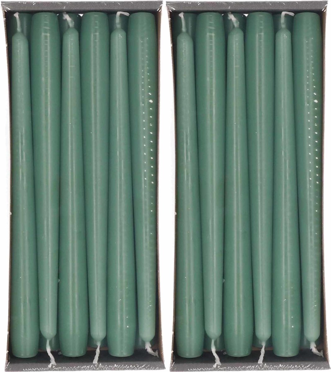Enlightening Candles Dinerkaarsen - 24x stuks - groen - 8 branduren - 25 cm - kandelaar kaarsen - sfeerkaarsen