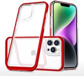 Hoesje Geschikt voor iPhone 14 Plus Hoesje met bumper - Shockproof case – Rood / Transparant