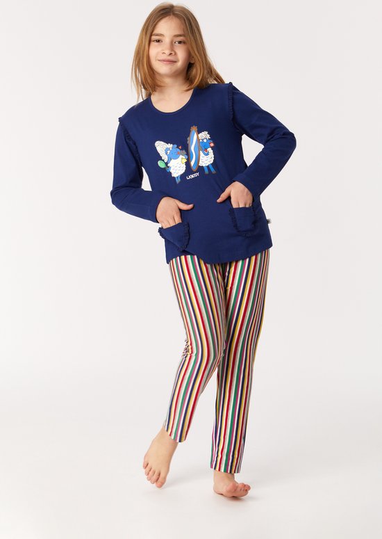 Woody pyjama meisjes/dames - donkerblauw - schaap - 222-1-PLG-S/869 - maat 164
