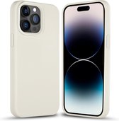 Coverzs Solid silicone case geschikt voor Apple iPhone 14 Pro (zand) - iPhone 14 Pro hoesje wit - iPhone 14 Pro case geschikt voor Apple - Luxe siliconen hoesje met 3-laags bescherming