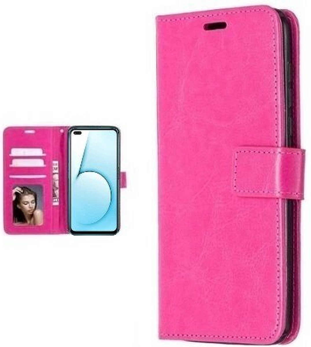 Realme X50 5G Hoesje Met Pasjeshouder Bookcase Roze