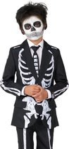 Suitmeister Skelet Kostuum - Jongens Skeleton Outfit - Zwart - Carnaval - Maat L