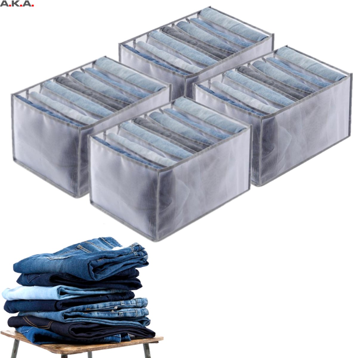 A.K.A. Kleding broeken lade organizer set van 4 - jeans opbergbox kast  kledingkast -... | bol.com
