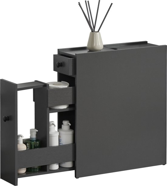 Armoire de niche meuble de salle de bain avec 2 tiroirs 58x16x48 cm gris foncé
