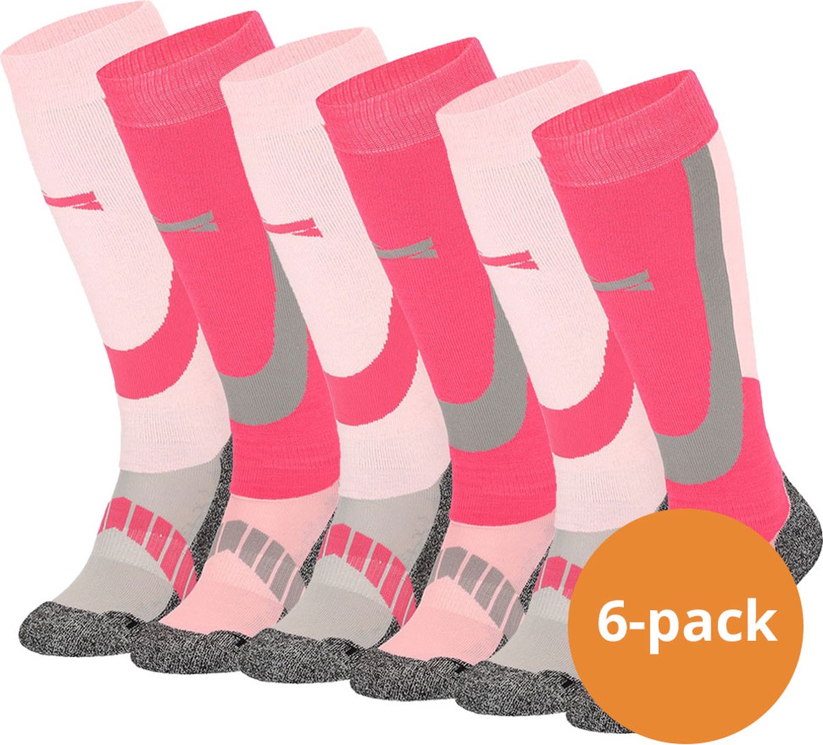 Xtreme Skisokken 6 paar unisex skikousen kniehoogte Multi Roze