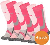 Xtreme Skisokken - 6 paar unisex skikousen kniehoogte - Multi Pink - Maat 35/38