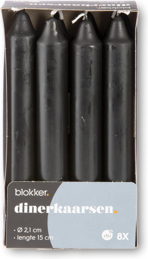 Blokker Dinerkaars - 8 Stuks - Zwart - 15cm