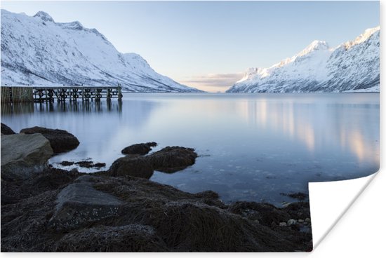 Poster - Ersfjordbotn Fjord Noorwegen sneeuw