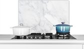 Spatscherm keuken 70x50 cm - Kookplaat achterwand Marmer - Wit - Grijs - Luxe - Marmerlook - Steen - Muurbeschermer - Spatwand fornuis - Hoogwaardig aluminium