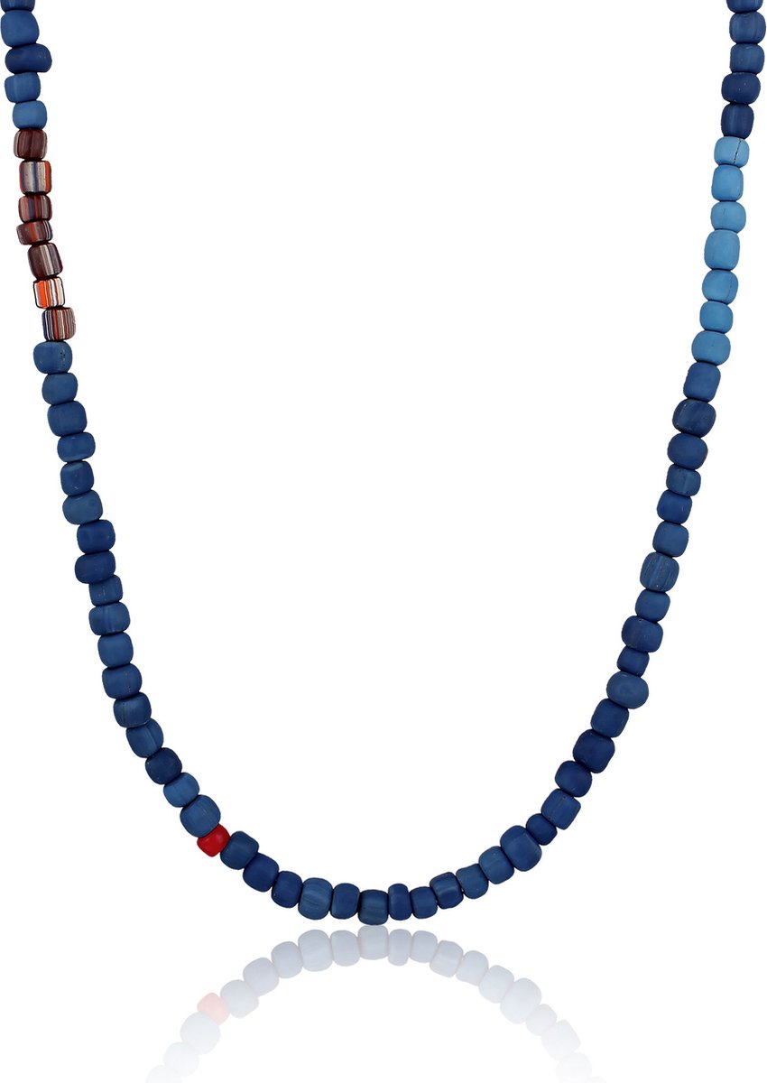 KUZZOI - Halsketting - Heren Kralen Bruin Urban Style in 925 Sterling Zilver - Heren