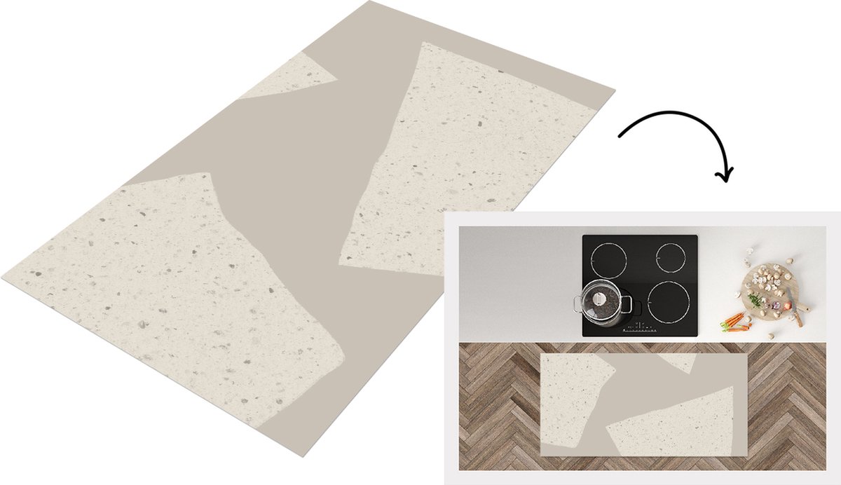 KitchenYeah Keukenloper - Loper keuken - Terrazzo - Abstract - Pastel - Patronen - 120x60 cm - Keukenloper vinyl Multicolor