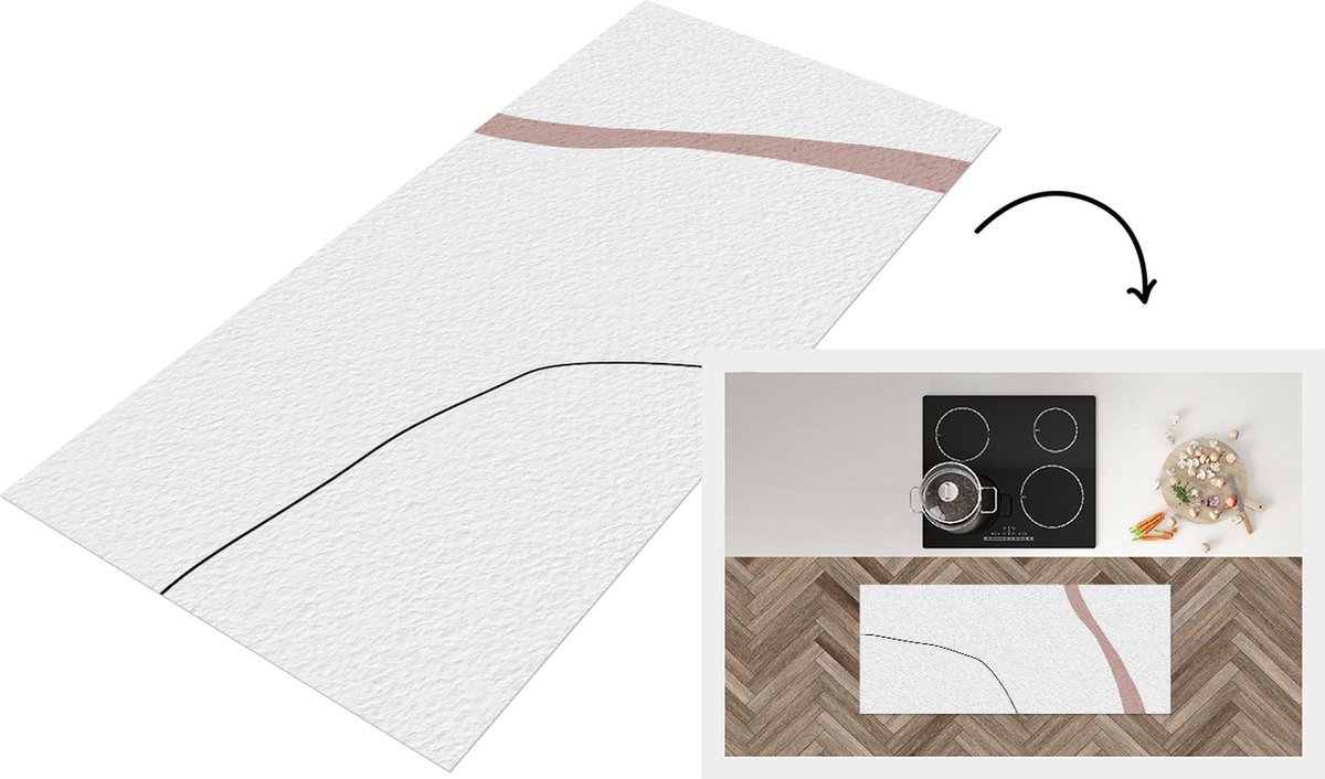KitchenYeah Keukenloper - Loper keuken - Lijn - Pastel - Design - Keukenloper vinyl Multicolor
